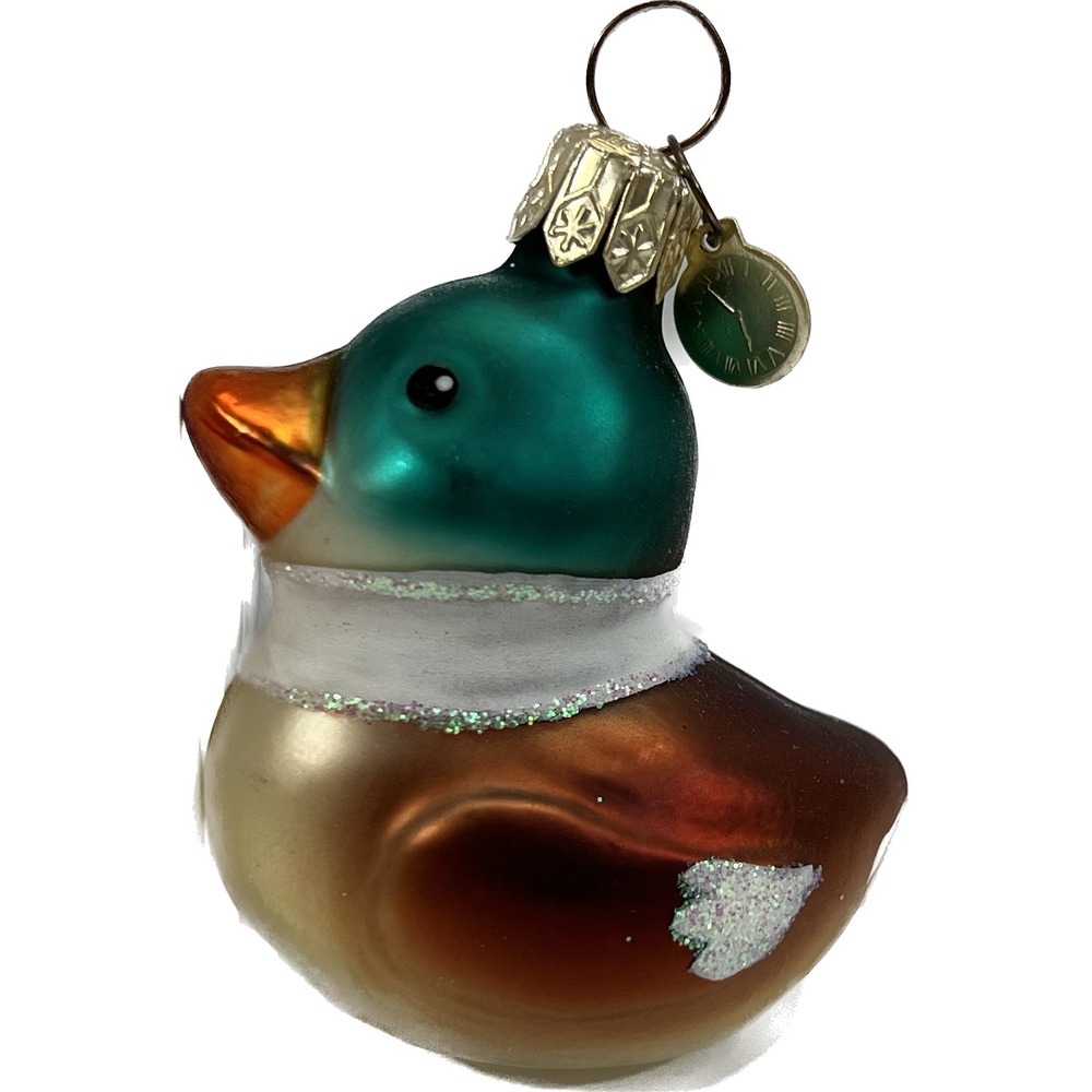 Dept 56 Vintage BLOWN GLASS Mallard DUCK ORNAMENT‎ 1.5" NOS